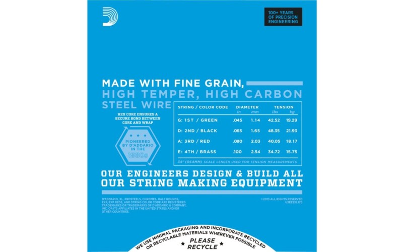 D'ADDARIO ESXL170  - струны для безголовой бас-гитары